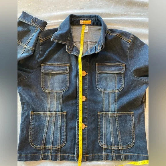Tulle Plus Jacket Medium Dark Blue Stretch Denim Jean Jacket Size 1X - Picture 5 of 7